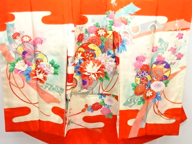 JAPANESE KIMONO / ANTIQUE KIMONO / FLOWER PATTERN A DRUM (INNER SLEEVE